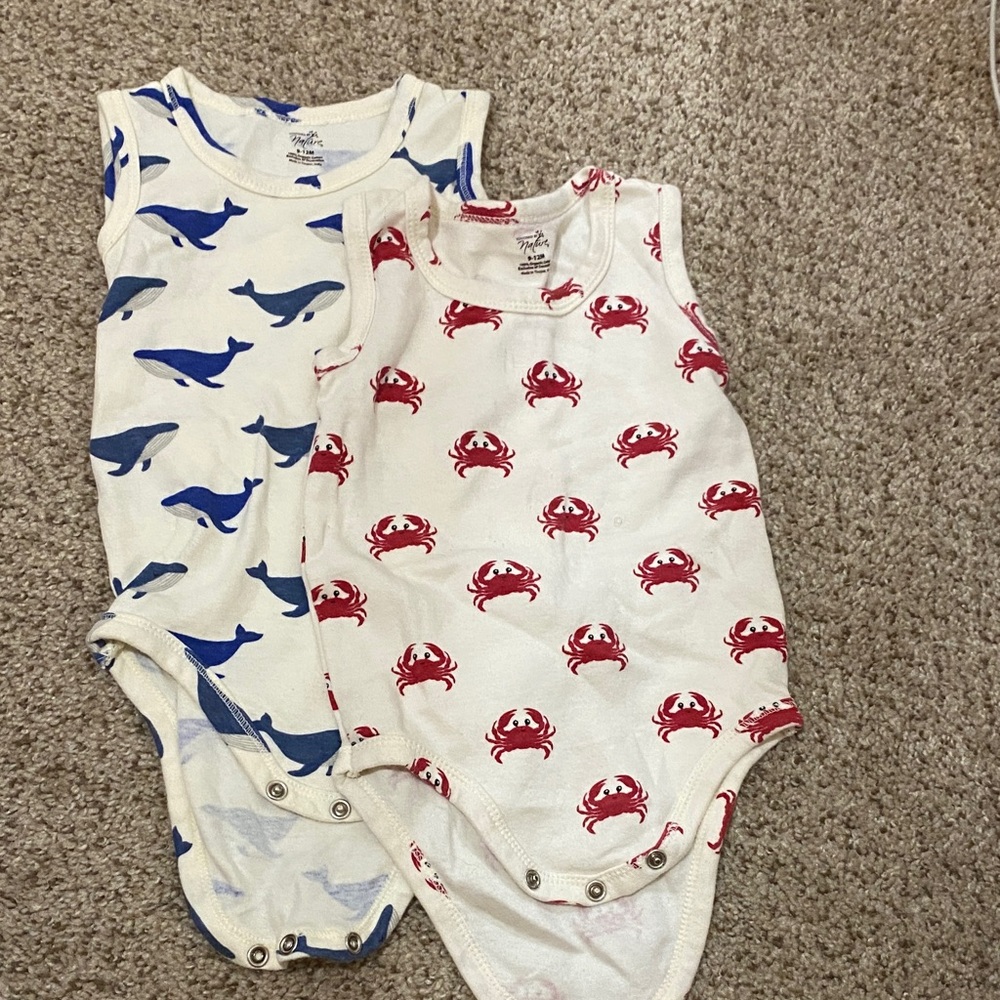 Touched by Nature Organic Cotton Baby Bodysuits with Red Prints